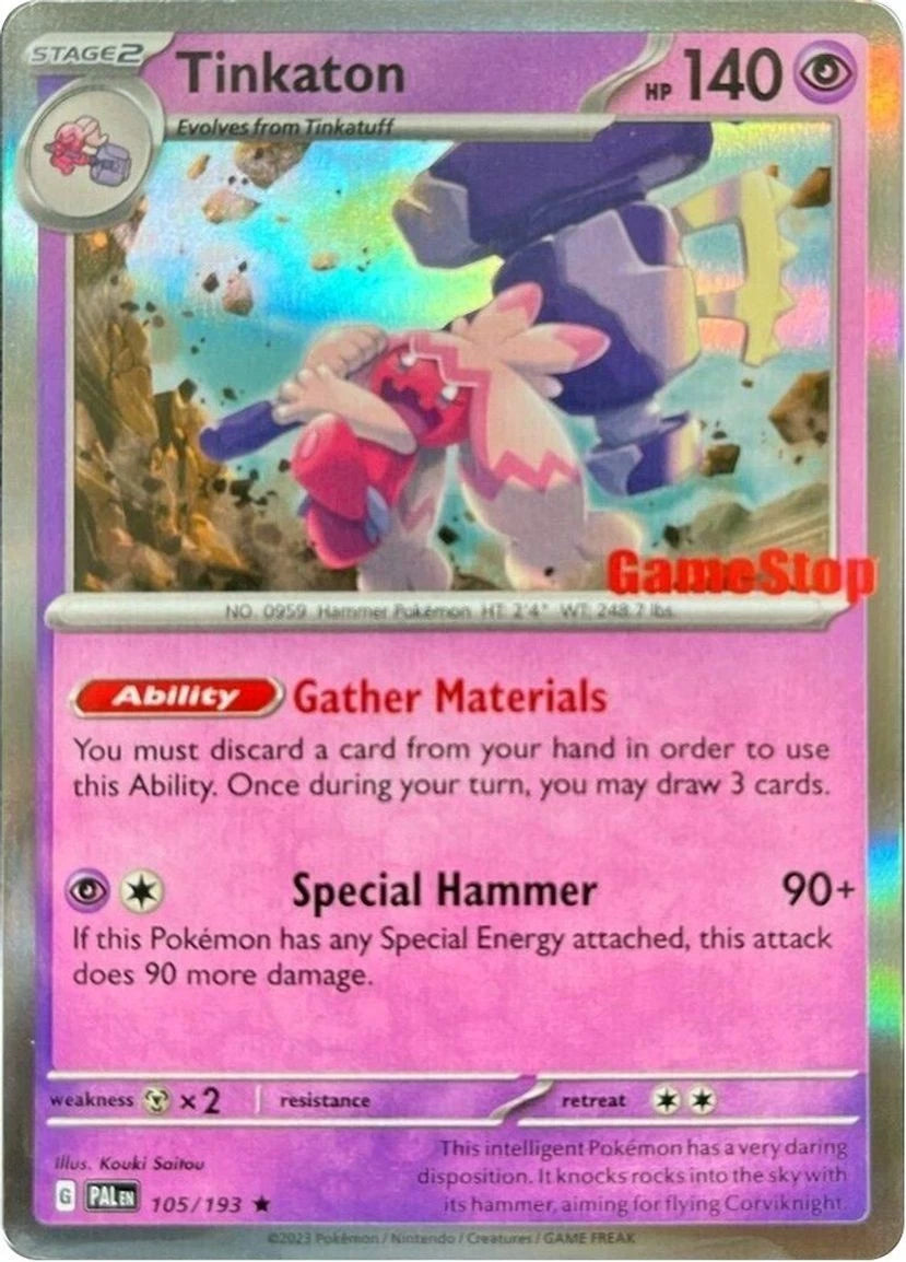 Pokemon Paldea Evolved Tinkato GameStop Stamped (sealed)