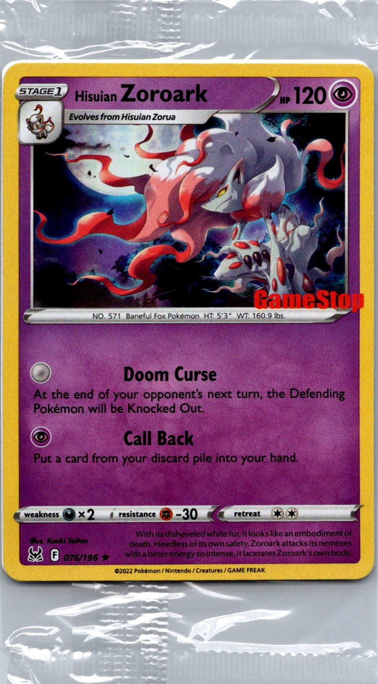 Lost Origin Hisuian Zoroark GameStop Exclusive Promo